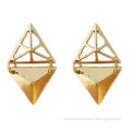 Fashion metal drop earrings, consisted of two three-dimensional triangles, OEM orders are acceptedNew